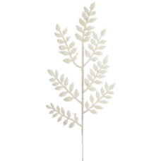 18 Inch White Flocked Ash Leaf Spray With Iridescent Glitter (Lot of 12 Sprays) SALE ITEM